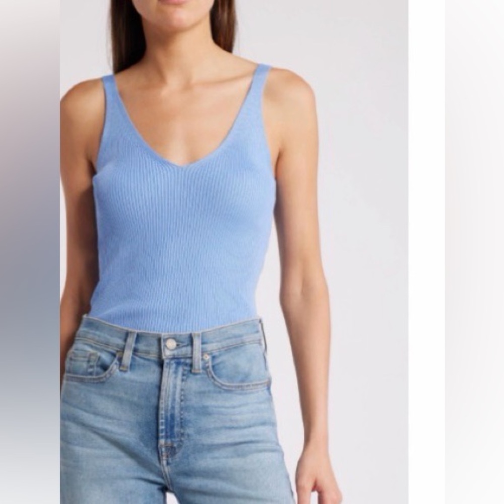 MANGO Gymnastic Knit Tank Top in pastel blue